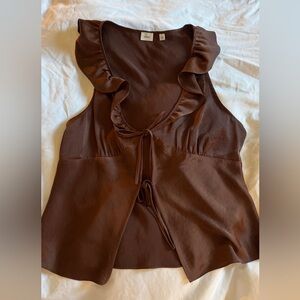 Aritzia Wilfred Tonka Blouse in Cognac size L